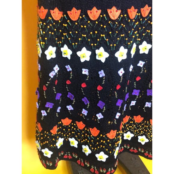 Y2K MOSCHINO CHEAP and CHIC Black Crochet Virgin Wool Short Sleeve & Maxi Skirt - Picture 8 of 10